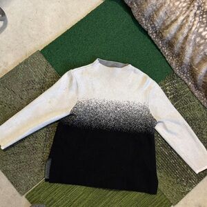 Anne Klein Black and White Gradient Ombré Sweater